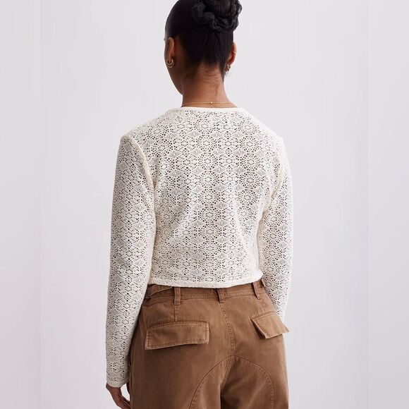 Saturdays NYC Peii Cotton Mesh Long Sleeve Top in Ivory - Picture 3 of 10